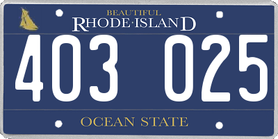 RI license plate 403025