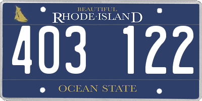 RI license plate 403122