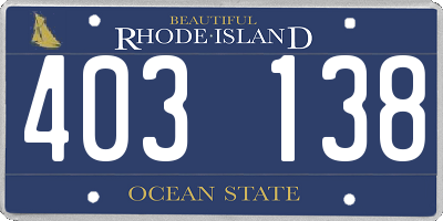 RI license plate 403138