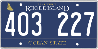 RI license plate 403227
