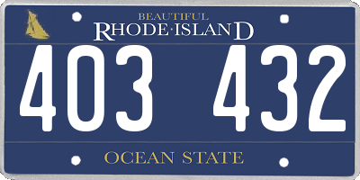 RI license plate 403432