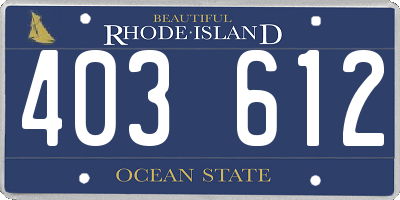 RI license plate 403612