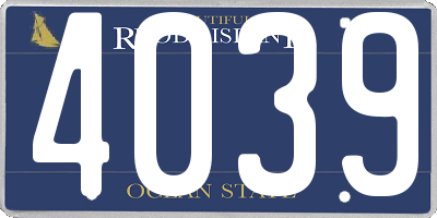 RI license plate 4039