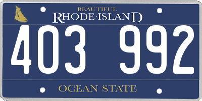 RI license plate 403992