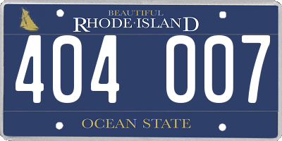RI license plate 404007