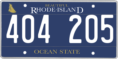 RI license plate 404205