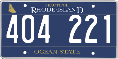 RI license plate 404221