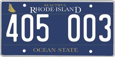 RI license plate 405003