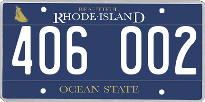 RI license plate 406002