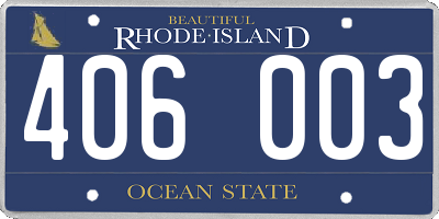RI license plate 406003
