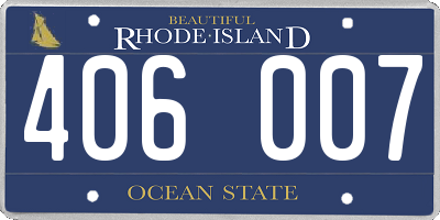 RI license plate 406007
