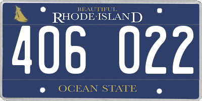 RI license plate 406022