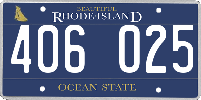 RI license plate 406025