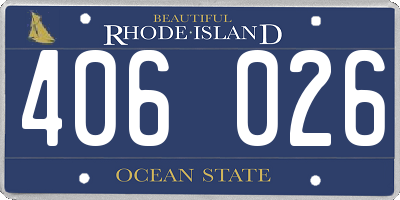 RI license plate 406026