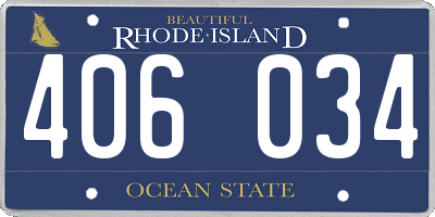 RI license plate 406034