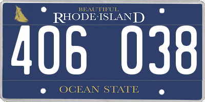 RI license plate 406038