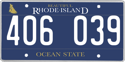RI license plate 406039