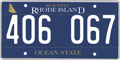 RI license plate 406067