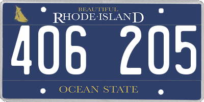RI license plate 406205