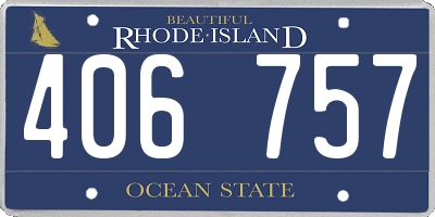 RI license plate 406757