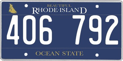 RI license plate 406792