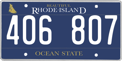 RI license plate 406807