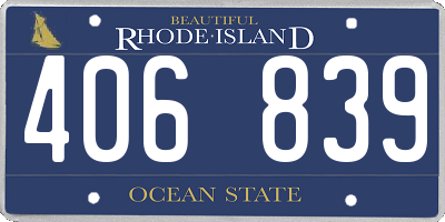 RI license plate 406839