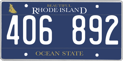 RI license plate 406892