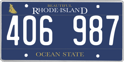 RI license plate 406987