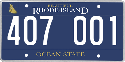 RI license plate 407001