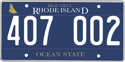 RI license plate 407002