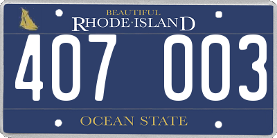RI license plate 407003