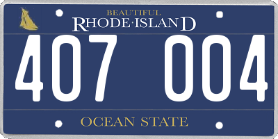 RI license plate 407004