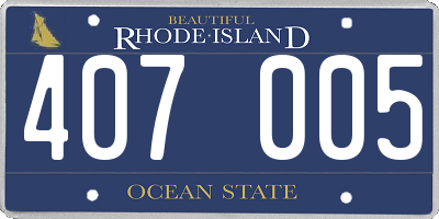 RI license plate 407005