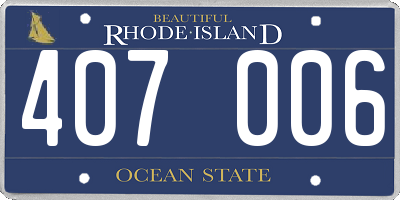 RI license plate 407006