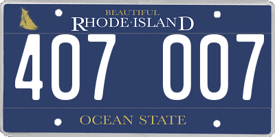 RI license plate 407007