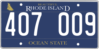 RI license plate 407009