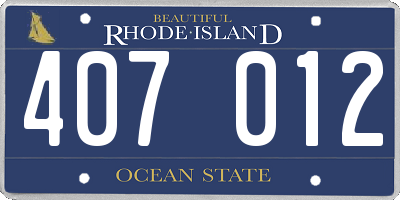 RI license plate 407012