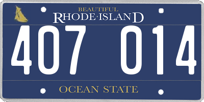 RI license plate 407014