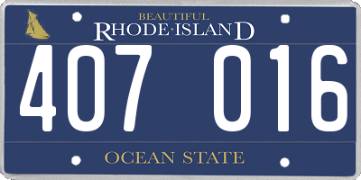 RI license plate 407016