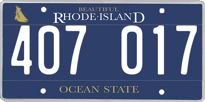 RI license plate 407017