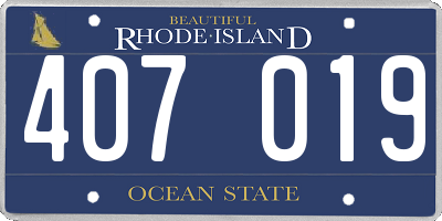 RI license plate 407019