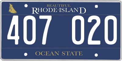 RI license plate 407020