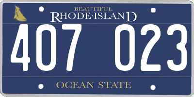 RI license plate 407023