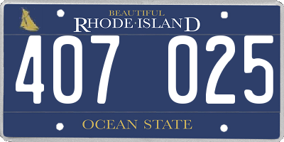 RI license plate 407025