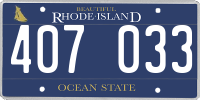 RI license plate 407033