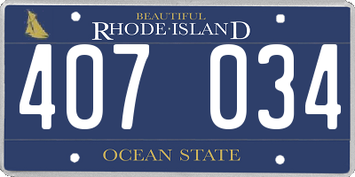 RI license plate 407034