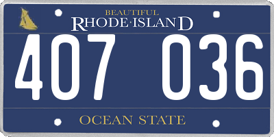 RI license plate 407036