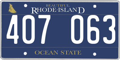 RI license plate 407063