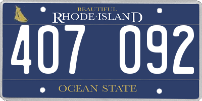 RI license plate 407092